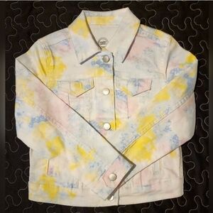 Girl's Fashion Tie Dye Denim Jacket White & Yellow Size XS‎ 4/5